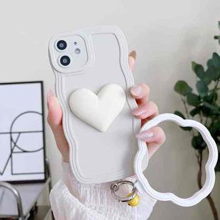 For iPhone 12 mini Wave Edge Heart Silicone Phone Case with Wristband(White)