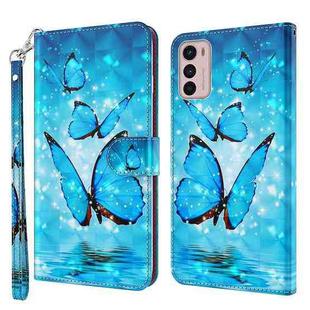 For Motorola Moto G42 3D Painting Pattern TPU + PU Leather Phone Case(Three Butterflies)