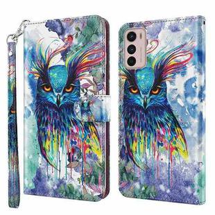 For Motorola Moto G42 3D Painting Pattern TPU + PU Leather Phone Case(Watercolor Owl)