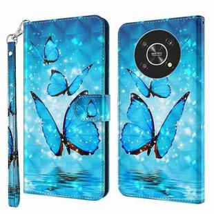 For Honor Magic4 Lite 4G/5G 3D Painting Pattern TPU + PU Leather Phone Case(Three Butterflies)