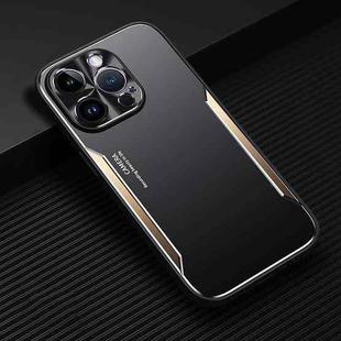 For iPhone 14 Pro Blade Series TPU + Titanium Alloy Phone Case(Black Gold)