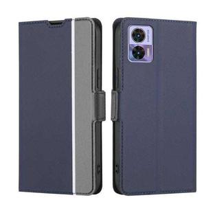 For Motorola Edge 30 Neo Twill Texture Side Buckle Leather Phone Case(Blue)
