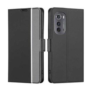 For Motorola Edge 2022 Twill Texture Side Buckle Leather Phone Case(Black)