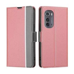 For Motorola Edge 2022 Twill Texture Side Buckle Leather Phone Case(Pink)