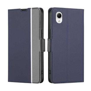 For Samsung Galaxy A23e / A22e Twill Texture Side Buckle Leather Phone Case(Blue)