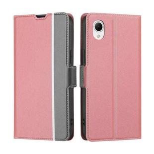 For Samsung Galaxy A23e / A22e Twill Texture Side Buckle Leather Phone Case(Pink)