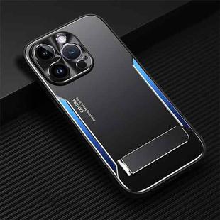 For iPhone 14 Pro Blade Series TPU + Titanium Alloy with Holder Phone Case(Black Blue)