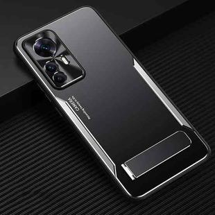 For Xiaomi Redmi K50 Ultra / 12T / 12T Pro Blade Series TPU + Titanium Alloy with Holder Phone Case(Black Silver)