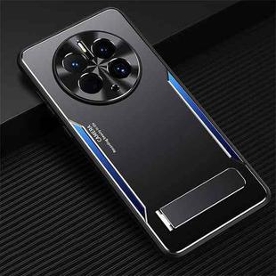 For Huawei Mate 50 Pro Blade Series TPU + Titanium Alloy with Holder Phone Case(Black Blue)