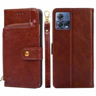 For Motorola Edge S30 Pro 5G / Edge 30 Fusion Zipper Bag Flip Leather Phone Case(Brown)