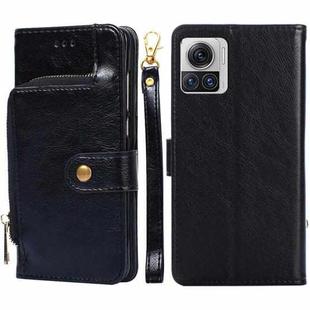 For Motorola Edge X30 Pro 5G / Edge 30 Ultra Zipper Bag Flip Leather Phone Case(Black)