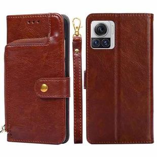 For Motorola Edge X30 Pro 5G / Edge 30 Ultra Zipper Bag Flip Leather Phone Case(Brown)