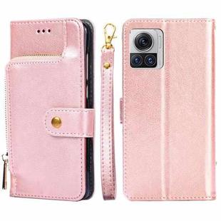 For Motorola Edge X30 Pro 5G / Edge 30 Ultra Zipper Bag Flip Leather Phone Case(Rose Gold)