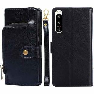 For Sony Xperia 5 IV Zipper Bag Flip Leather Phone Case(Black)