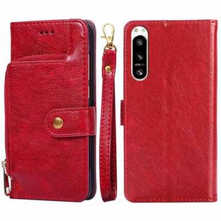 For Sony Xperia 5 IV Zipper Bag Flip Leather Phone Case(Red)