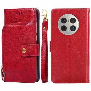 For Huawei Mate 50 Pro Zipper Bag Flip Leather Phone Case(Red)