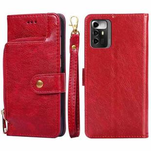 For ZTE Blade A72 5G Zipper Bag Flip Leather Phone Case(Red)