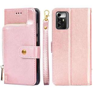 For ZTE Blade A72 5G Zipper Bag Flip Leather Phone Case(Rose Gold)