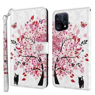 For OPPO Find X5 3D Painting Pattern TPU + PU Leather Phone Case(Cat Under The Tree)