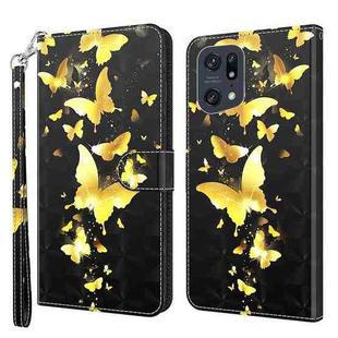 For OPPO Find X5 Pro 3D Painting Pattern TPU + PU Leather Phone Case(Gold Butterfly)