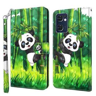 For OPPO Reno7 5G/Find X5 Lite 3D Painting Pattern TPU + PU Leather Phone Case(Panda Climbing Bamboo)