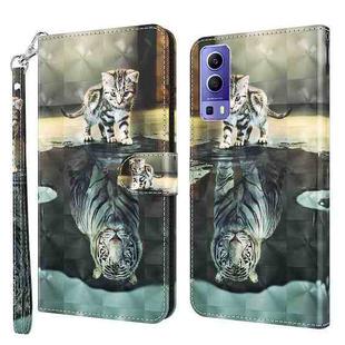 For vivo Y72 5G 3D Painting Pattern TPU + PU Leather Phone Case(Cat Tiger)