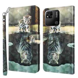 For Xiaomi Redmi 10A 3D Painting Pattern TPU + PU Leather Phone Case(Cat Tiger)