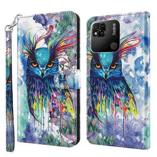 For Xiaomi Redmi 10A 3D Painting Pattern TPU + PU Leather Phone Case(Watercolor Owl)