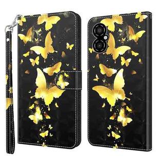 For Xiaomi Poco M4 5G/Redmi 10 5G 3D Painting Pattern TPU + PU Leather Phone Case(Gold Butterfly)