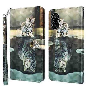 For Xiaomi Poco M4 5G/Redmi 10 5G 3D Painting Pattern TPU + PU Leather Phone Case(Cat Tiger)