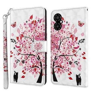 For Xiaomi Poco M4 5G/Redmi 10 5G 3D Painting Pattern TPU + PU Leather Phone Case(Cat Under The Tree)