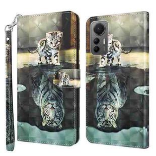 For Xiaomi 12 Lite 4G/5G 3D Painting Pattern TPU + PU Leather Phone Case(Cat Tiger)