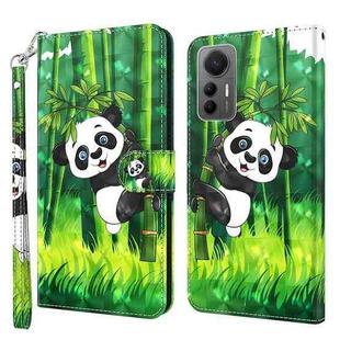 For Xiaomi 12 Lite 4G/5G 3D Painting Pattern TPU + PU Leather Phone Case(Panda Climbing Bamboo)