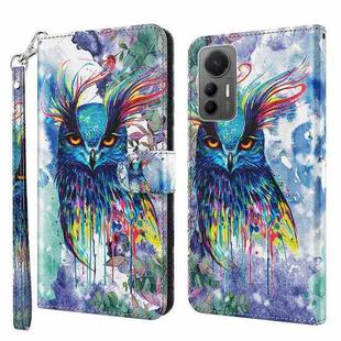 For Xiaomi 12 Lite 4G/5G 3D Painting Pattern TPU + PU Leather Phone Case(Watercolor Owl)