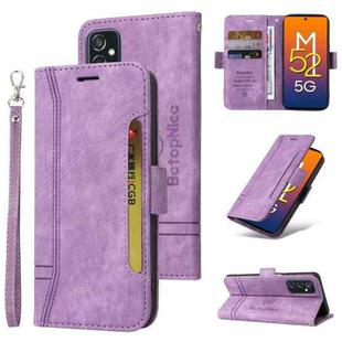 For Samsung Galaxy M52 5G BETOPNICE Dual-side Buckle Leather Phone Case(Purple)