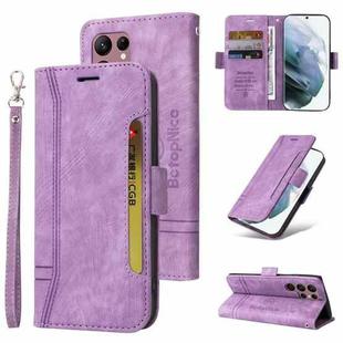 For Samsung Galaxy S22 Ultra 5G BETOPNICE Dual-side Buckle Leather Phone Case(Purple)