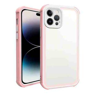 For iPhone 14 Pro Max Acrylic + TPU Shockproof Phone Case(Rose Gold + White)