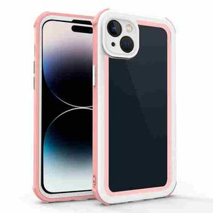 For iPhone 14 Acrylic + TPU Shockproof Phone Case(Rose Gold + White)