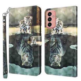 For Samsung Galaxy M13 4G 3D Painting Pattern TPU + PU Leather Phone Case(Cat Tiger)