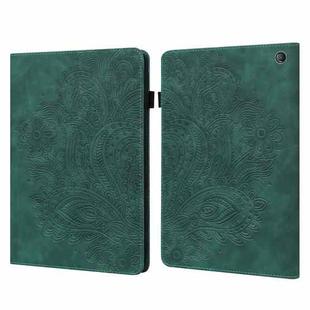 For Amazon Kindle Fire 7 2022 Peacock Embossed Pattern Leather Tablet Case(Green)