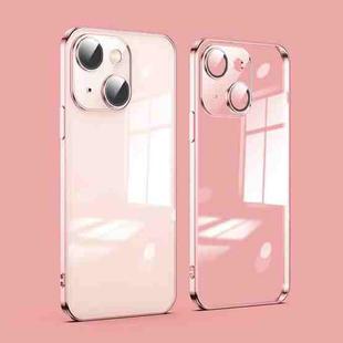 For iPhone 14 Plus Dustproof Glass Lens Protection Electroplating Phone Case(Rose Gold)