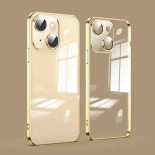 For iPhone 14 Plus Dustproof Glass Lens Protection Electroplating Phone Case(Gold)