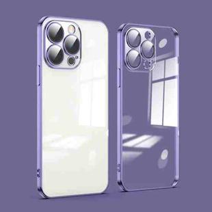 For iPhone 12 Pro Max Dustproof Glass Lens Protection Electroplating Phone Case(Purple)