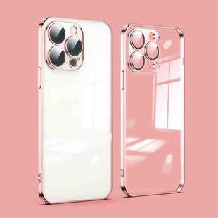 For iPhone 12 Pro Max Dustproof Glass Lens Protection Electroplating Phone Case(Rose Gold)