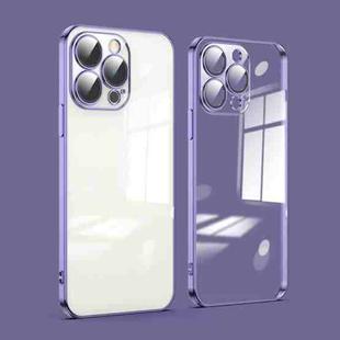 For iPhone 11 Pro Max Dustproof Glass Lens Protection Electroplating Phone Case(Purple)