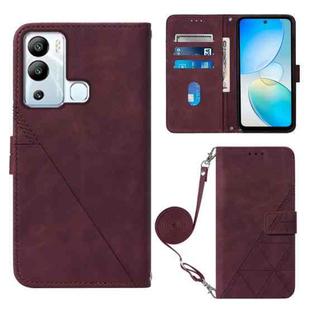 For Infinix Hot 12i X665 Crossbody 3D Embossed Flip Leather Phone Case(Wine Red)