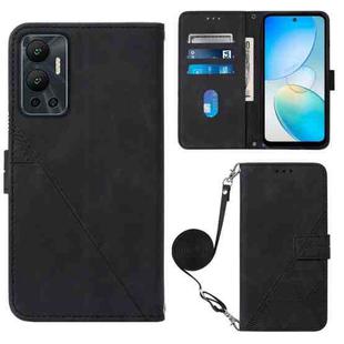 For Infinix Hot 12 X6817 Crossbody 3D Embossed Flip Leather Phone Case(Black)