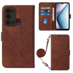For Itel P38 / S17 / Vision 3 Crossbody 3D Embossed Flip Leather Phone Case(Brown)