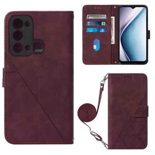 For Itel P38 / S17 / Vision 3 Crossbody 3D Embossed Flip Leather Phone Case(Wine Red)