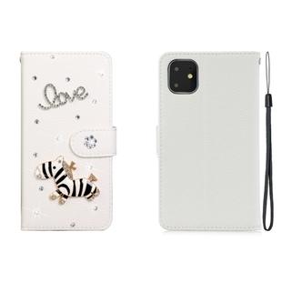 For iPhone 11 Horizontal Flip Solid Color Rhinestones Leather Case with Card Slot & Wallet & Holder(Trojan)